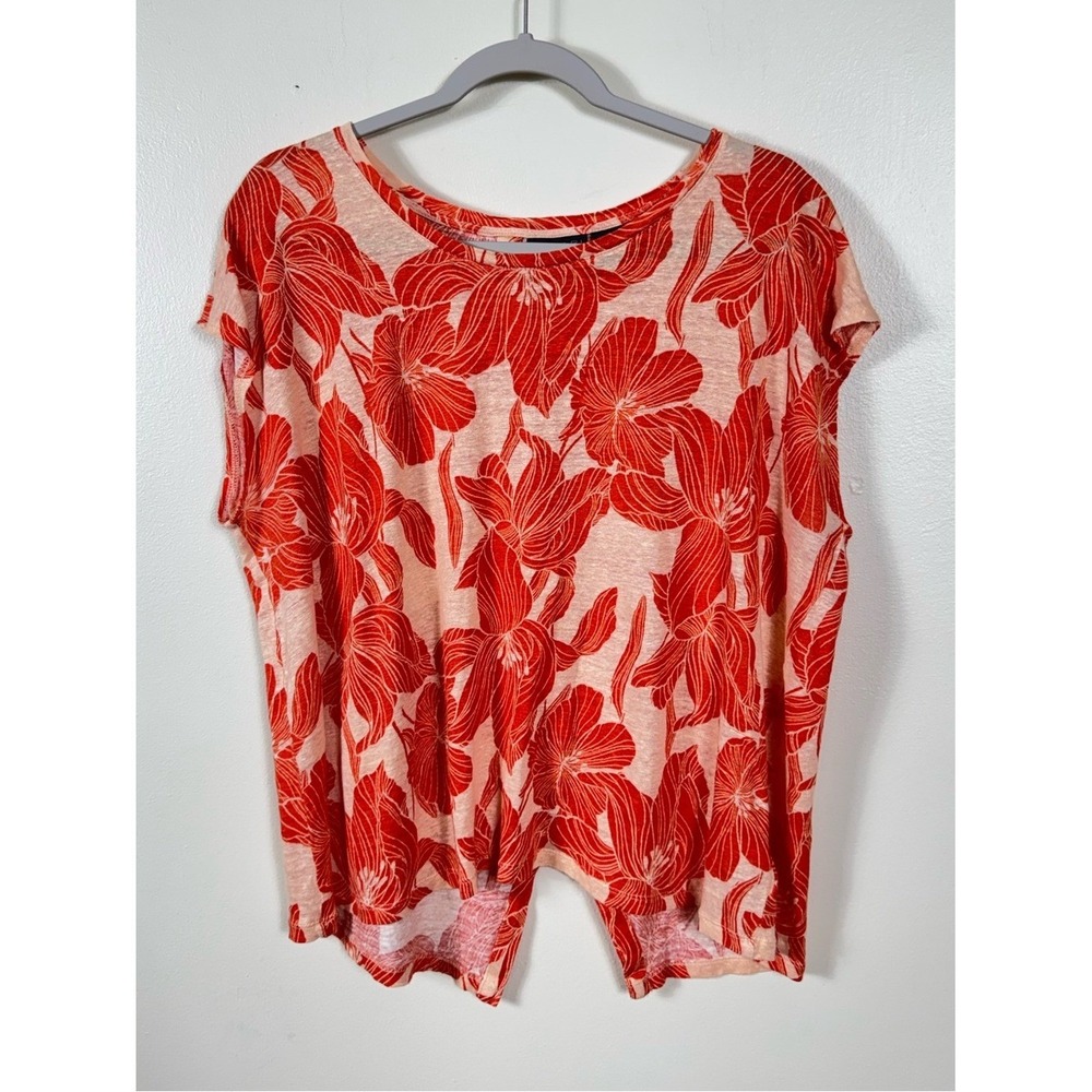 Tahari Womens 100% Linen Blouse Top XXL Beach Coastal Euro Summer Bohemian